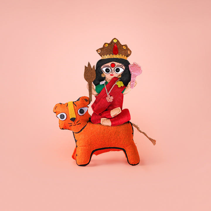 Handmade Durga and Sher Felt Soft Toy