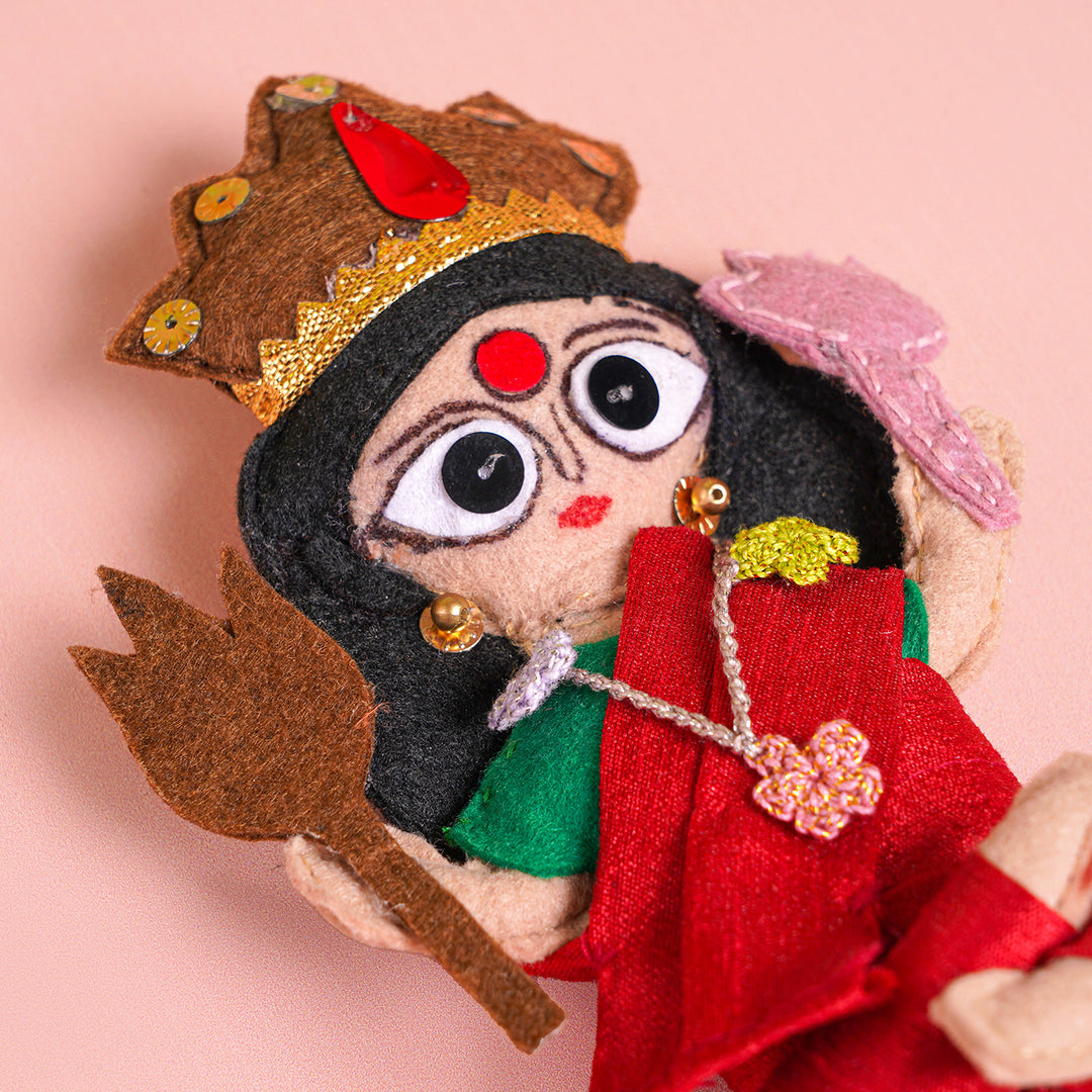 Handmade Durga and Sher Felt Soft Toy