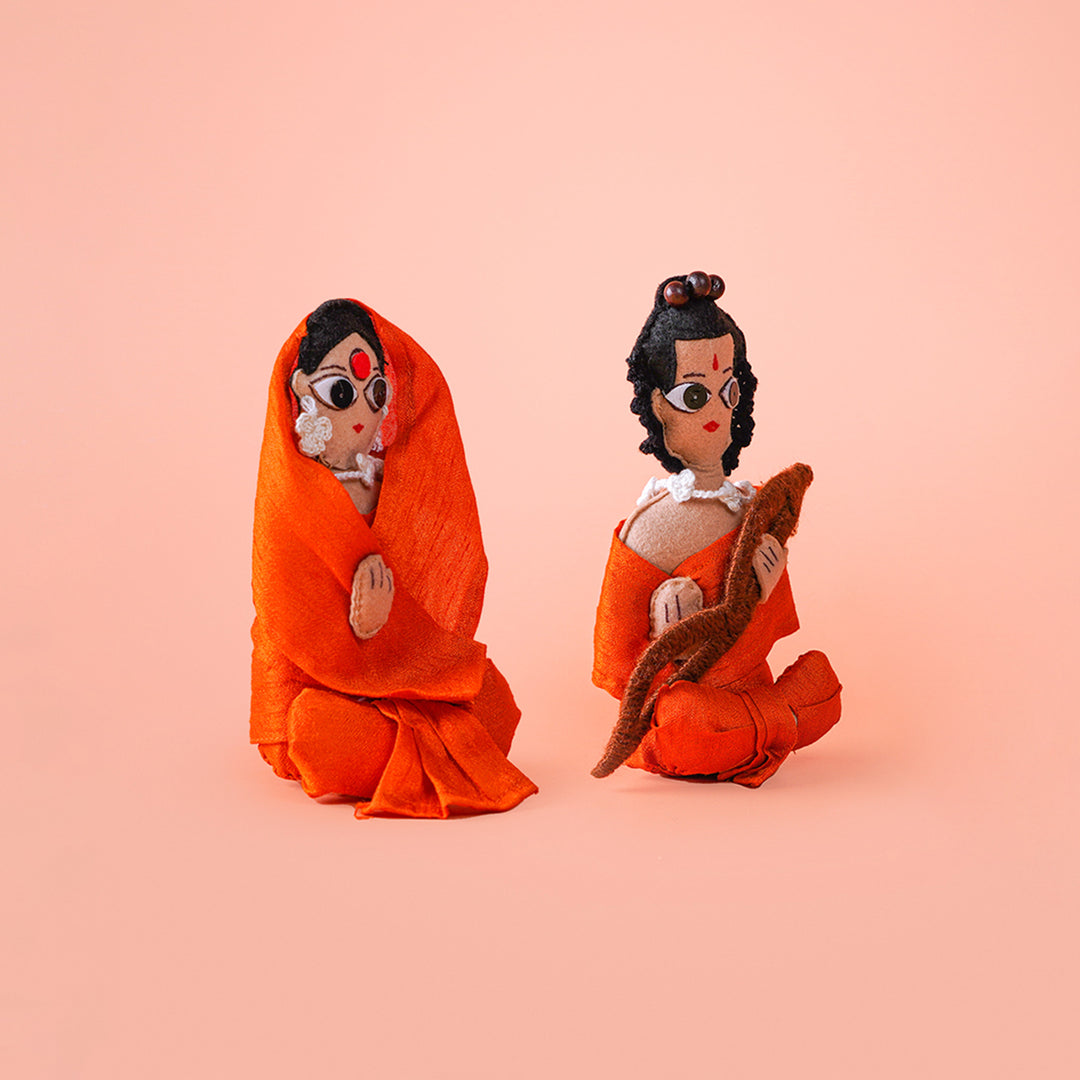 Handmade Rama and Sita Felt Soft Toys - Set of 2