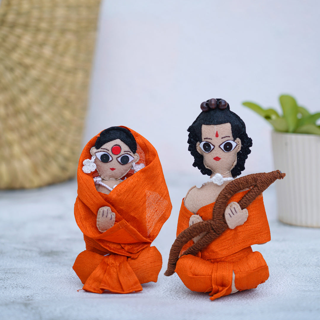 Handmade Rama and Sita Felt Soft Toys - Set of 2