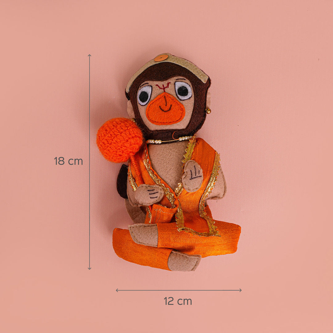 Handmade Hanuman, Rama and Sita Felt Soft Toys - Set of 3