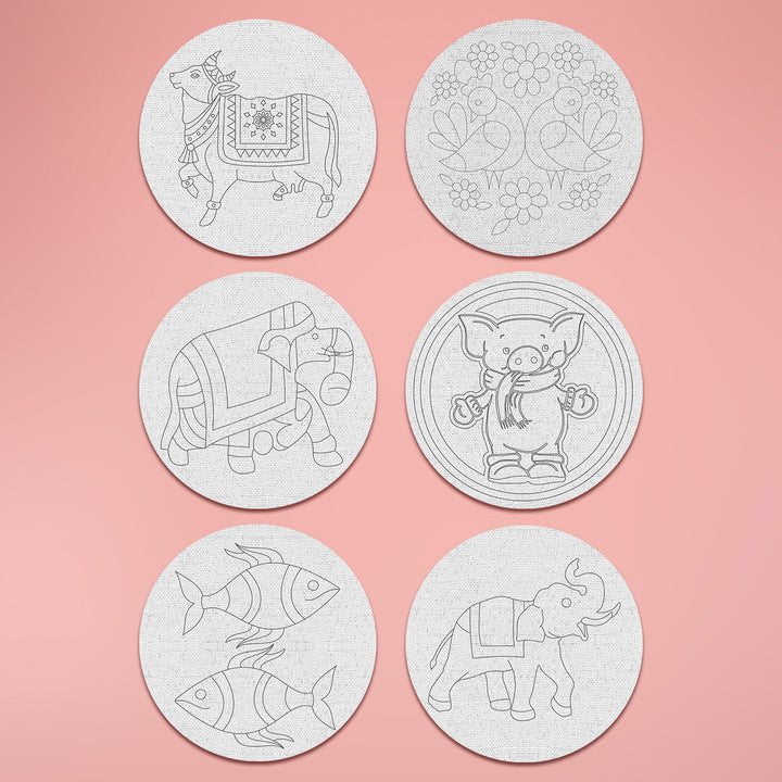 Trial Pack - Animal and Bird Motifs Premarked Canvas Bases - Set of 6