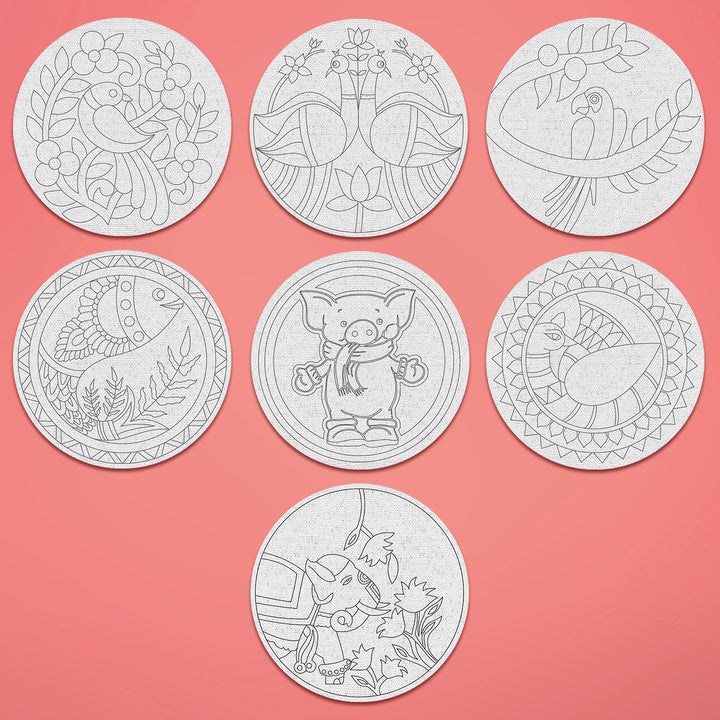 Trial Pack - Bird and Animal Motifs Premarked Canvas Bases - Set of 7