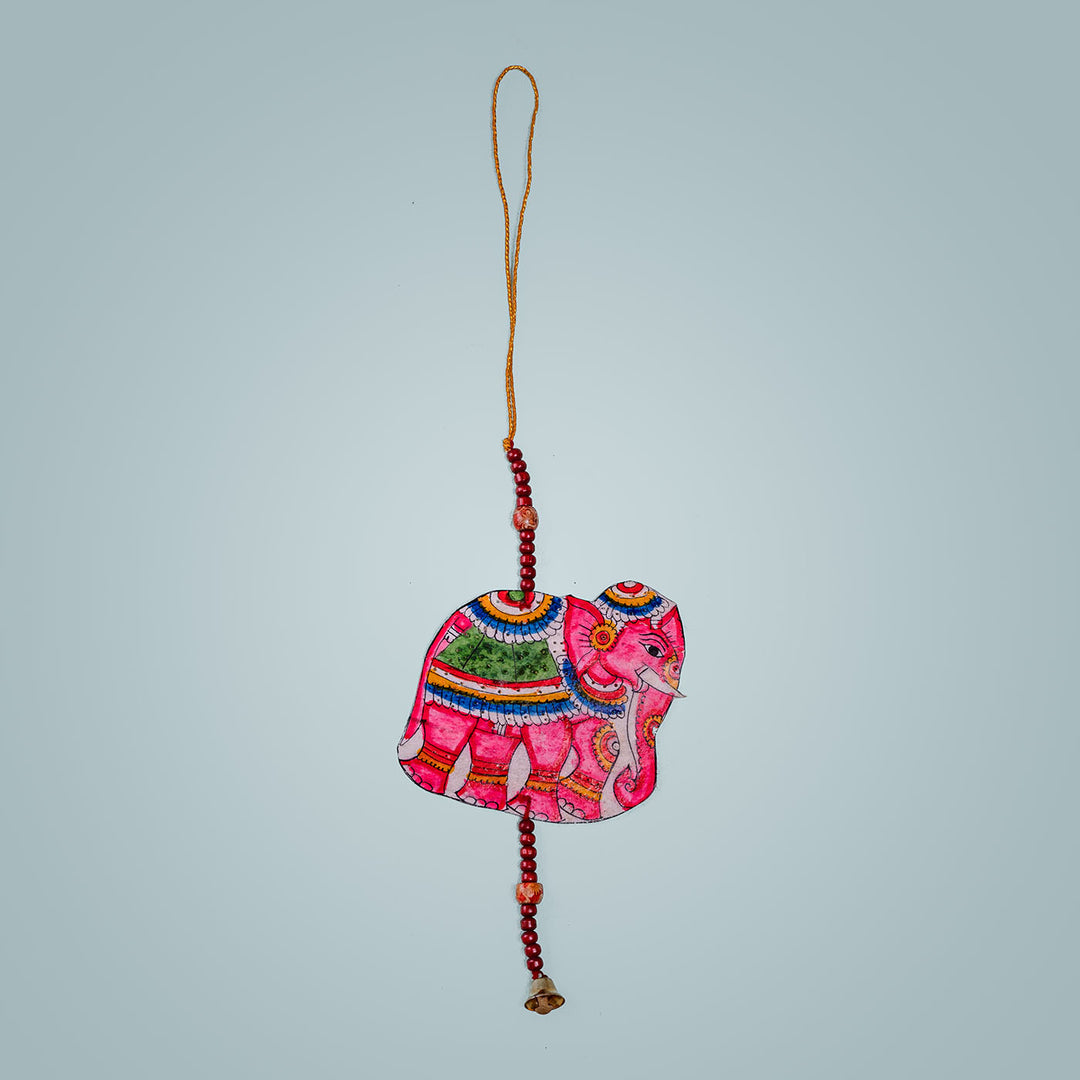 Colourful Parchment Leather Tholu Bommalata Elephant Hangings - Pack of 2