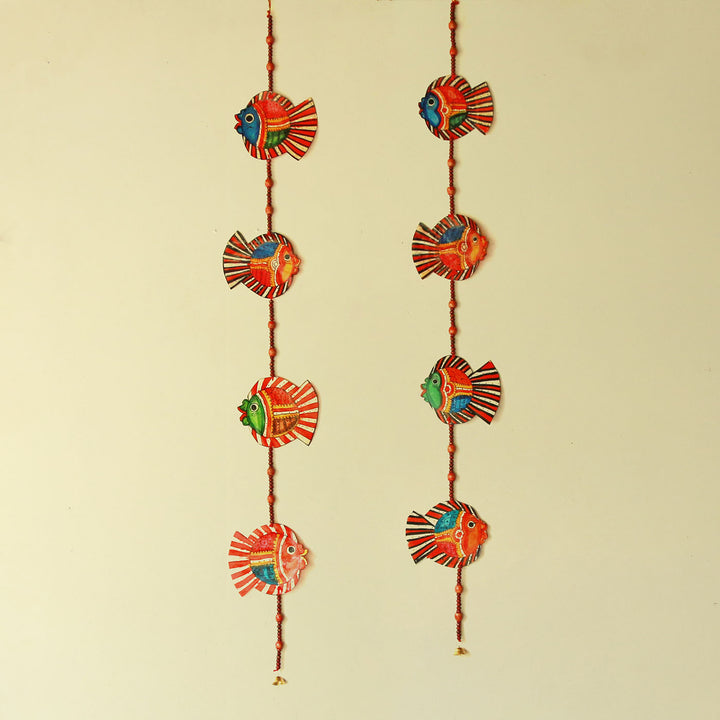 Colourful Stringed Parchment Leather Tholu Bommalata Fishes - Pack of 2