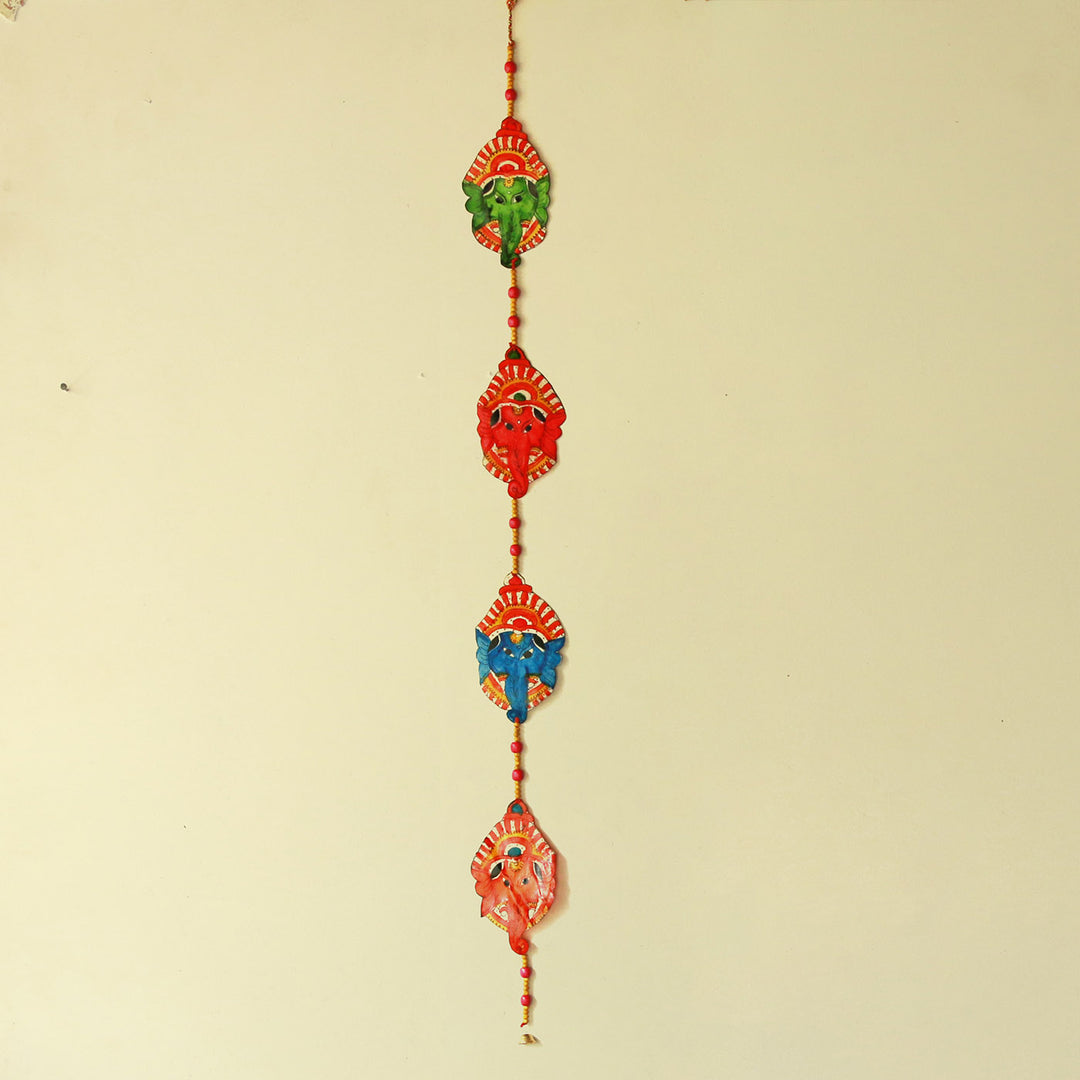 Colourful Stringed Parchment Leather Tholu Bommalata Ganesha - Pack of 2