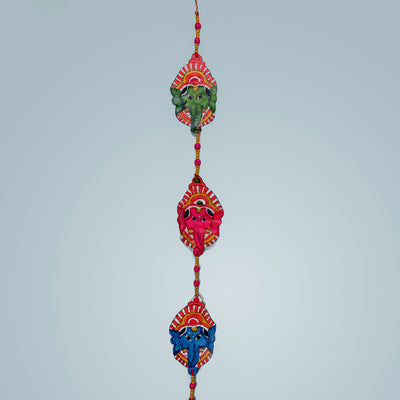 Colourful Stringed Parchment Leather Tholu Bommalata Ganesha - Pack of 2