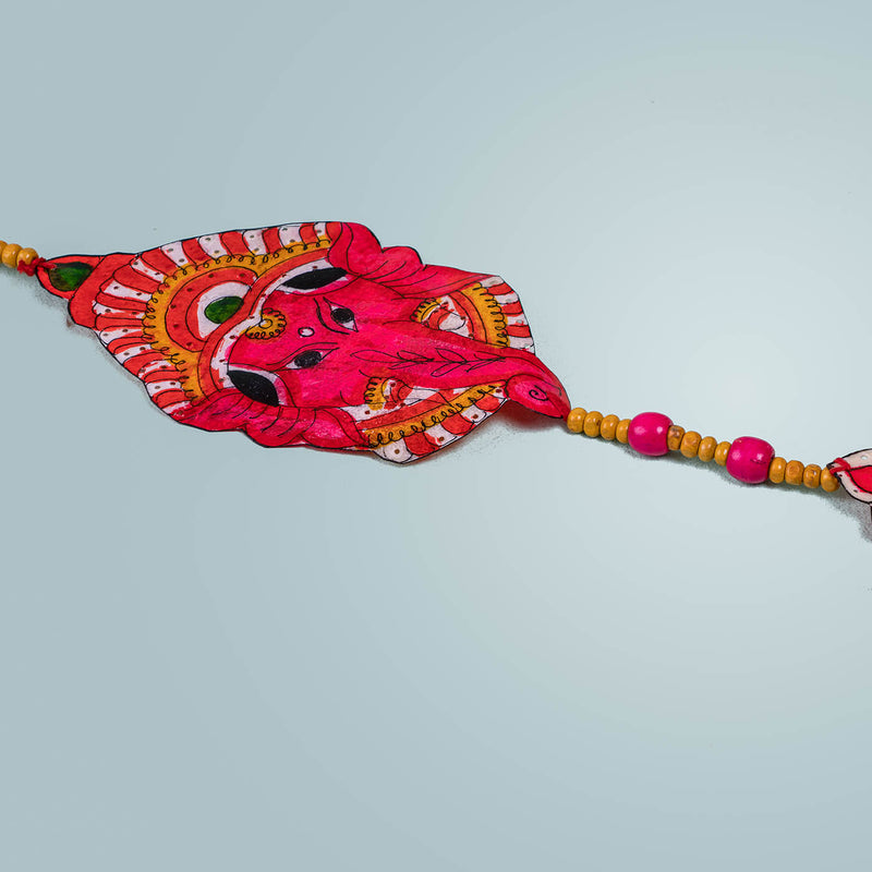 Colourful Stringed Parchment Leather Tholu Bommalata Ganesha - Pack of 2