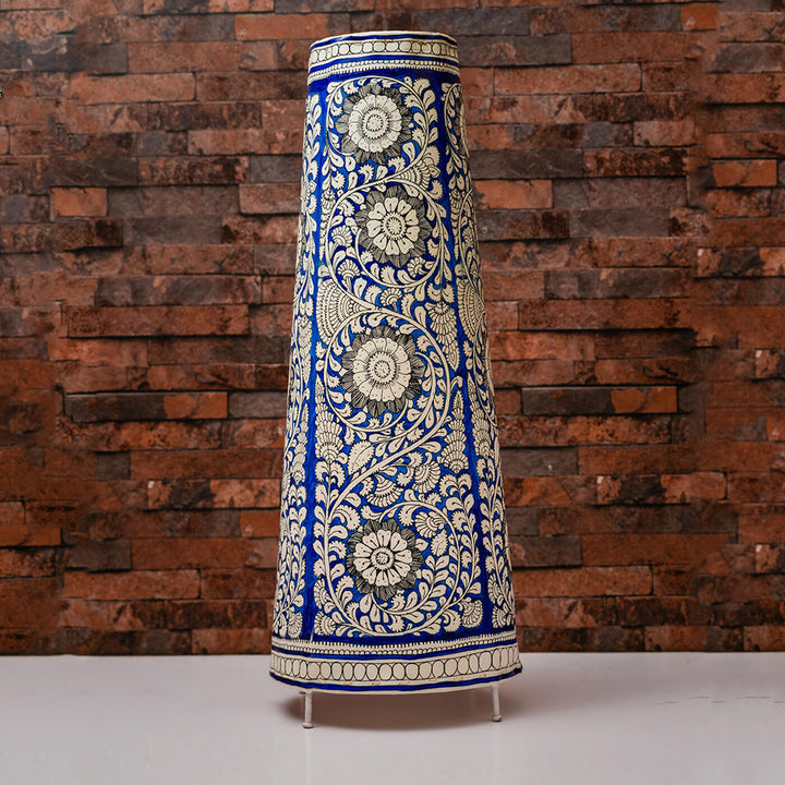 Hand Painted Floral Parchment Leather Floor Lamp | 27 inches - Zwende