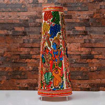 Krishna Hand Painted Parchment Leather Floor Lamp | 27 inches