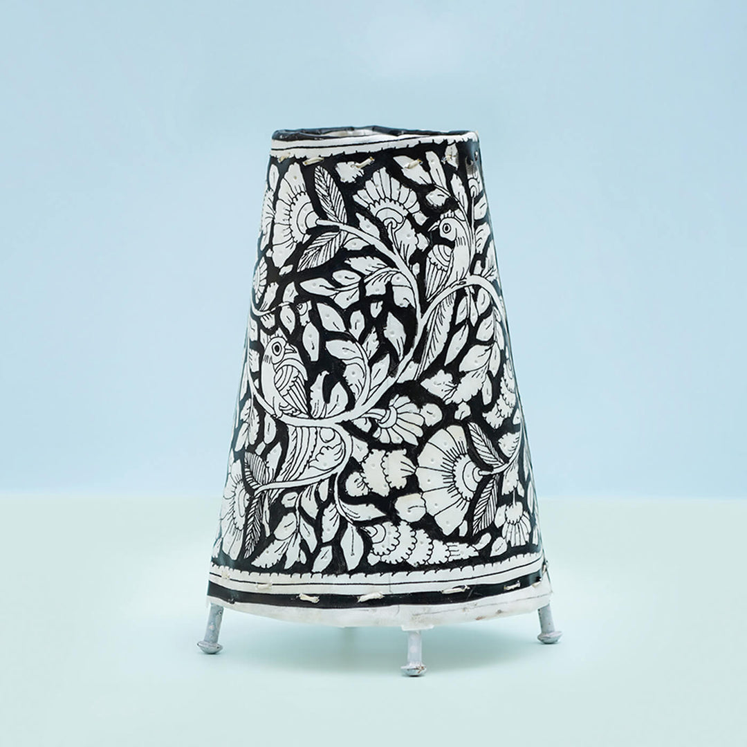 Vibrant Peacock Hand Painted Tholu Bommalata Small Tabletop Lamp | 9 inches - Zwende