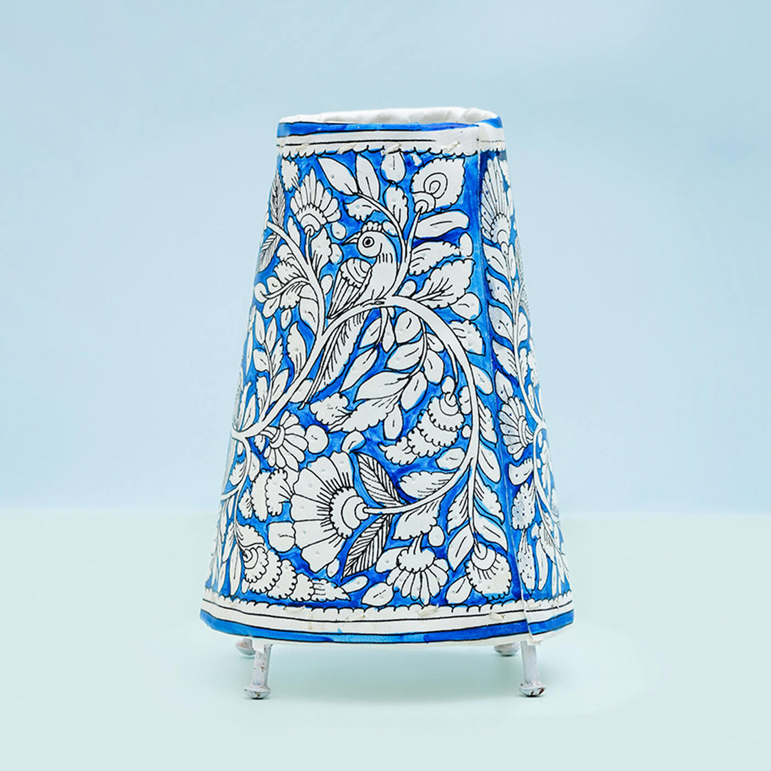 Vibrant Peacock Hand Painted Tholu Bommalata Small Tabletop Lamp | 9 inches - Zwende