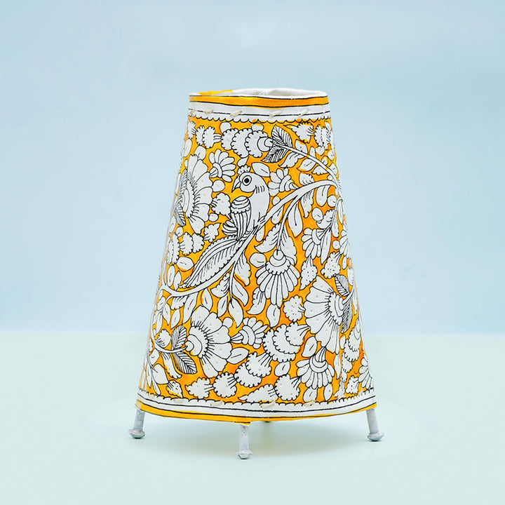 Vibrant Peacock Hand Painted Tholu Bommalata Small Tabletop Lamp | 9 inches - Zwende