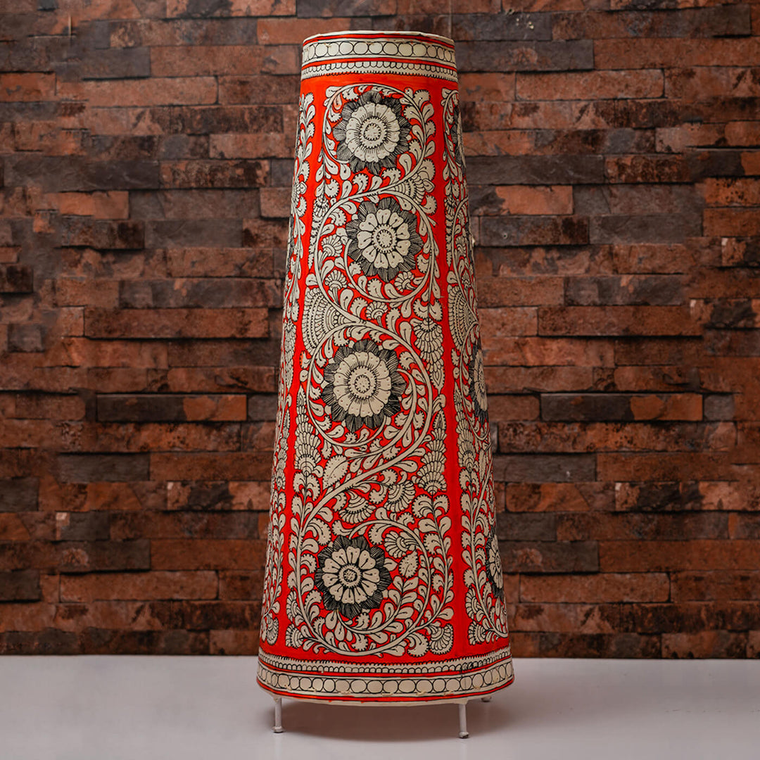 Hand Painted Floral Parchment Leather Floor Lamp | 27 inches