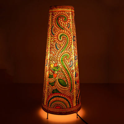 Peacock Hand Painted Parchment Leather Floor Lamp | 27 inches