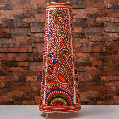 Peacock Hand Painted Parchment Leather Floor Lamp | 27 inches