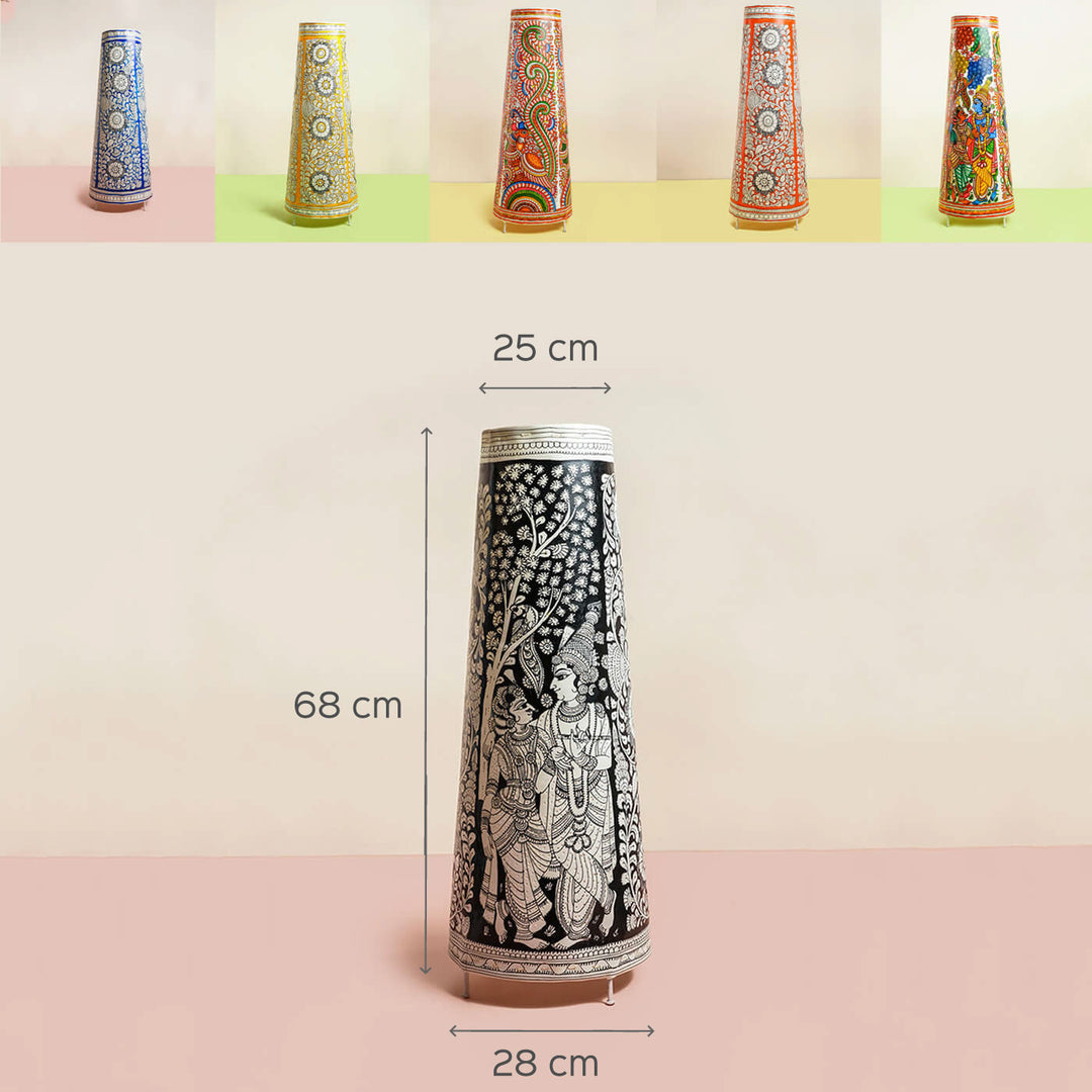Hand Painted Floral Parchment Leather Floor Lamp | 27 inches - Zwende