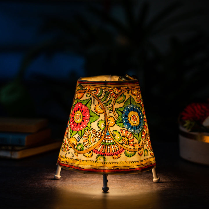 Vibrant Floral Hand Painted Tholu Bommalata Mini Lamp | 6 inches