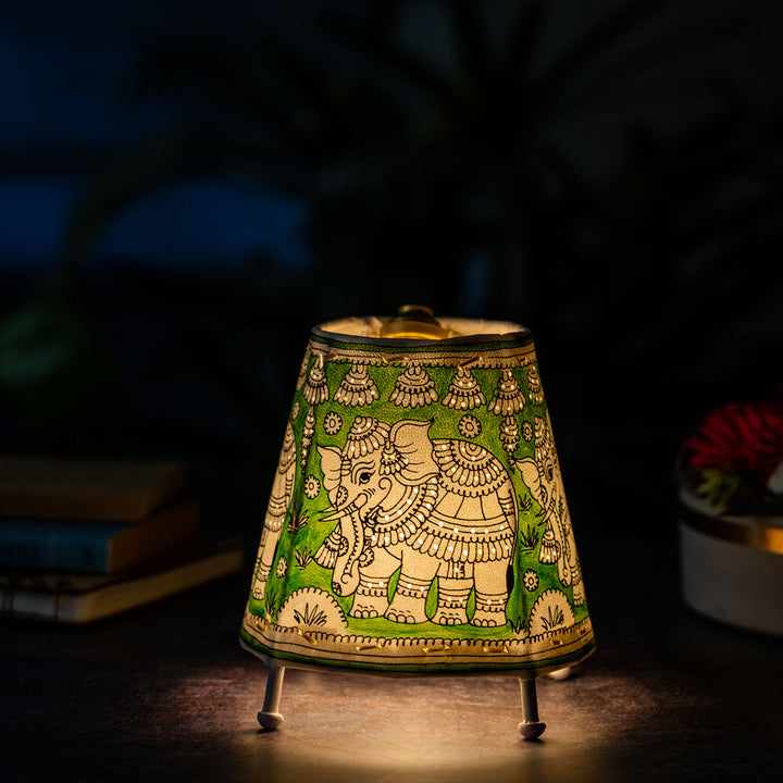 Elephant Hand Painted Tholu Bommalata Mini Lamp | 6 inches