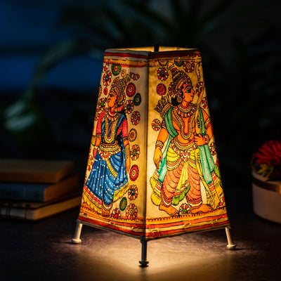 Ramayana Hand Painted Tholu Bommalata Medium Tabletop Lamp | 9 inches