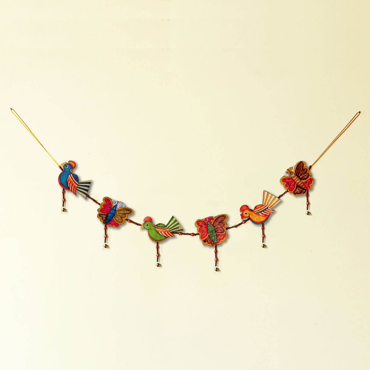 Colourful Parchment Leather Tholu Bommalata Birds & Butterfly Toran
