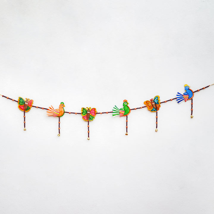 Colourful Parchment Leather Tholu Bommalata Birds & Butterfly Toran