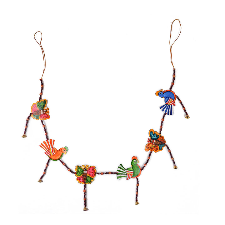 Colourful Parchment Leather Tholu Bommalata Birds & Butterfly Toran