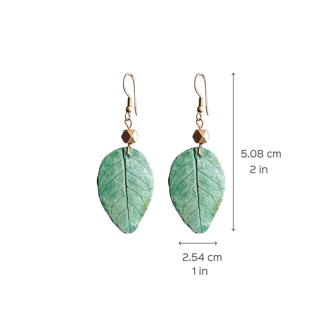 Paper Mache Rose Green Leaf Dangler