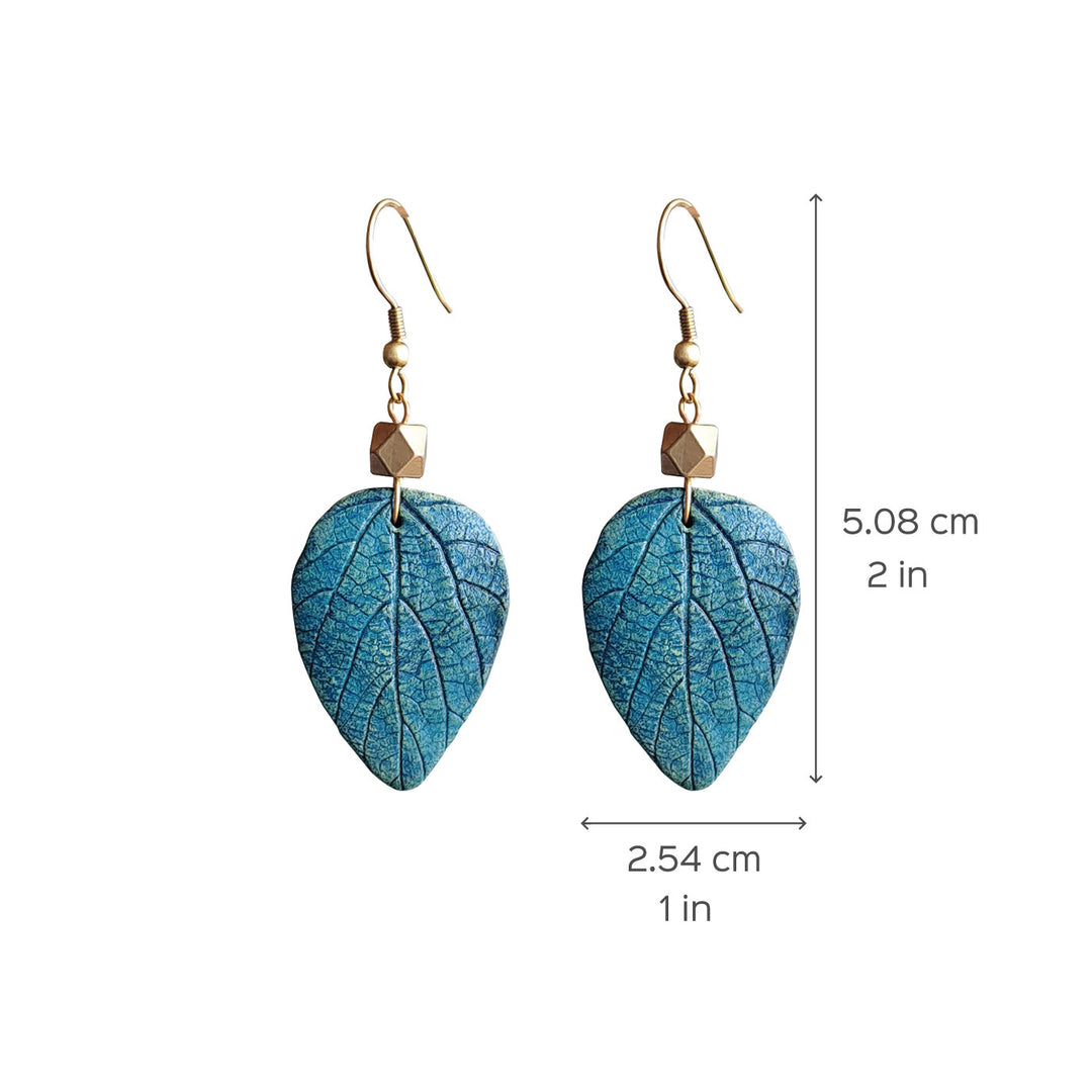 Paper Mache Blue Leaf Dhokra Dangler