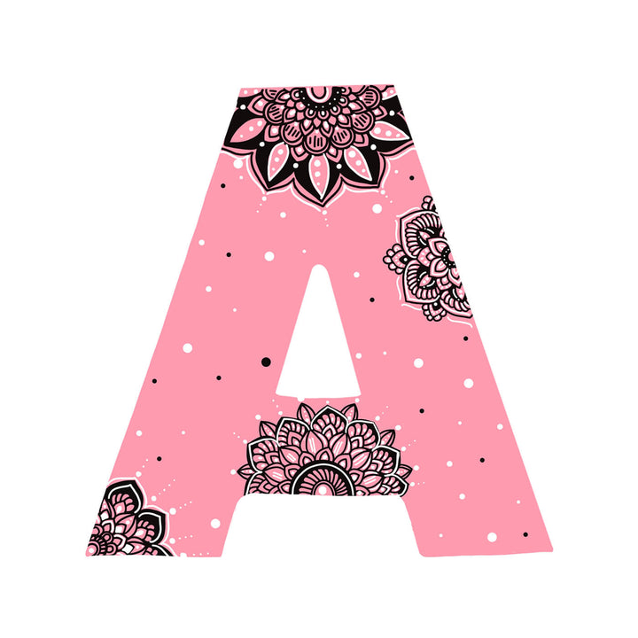 Wall Mountable & Tabletop Mandala Doodle Alphabet - Rose Pink