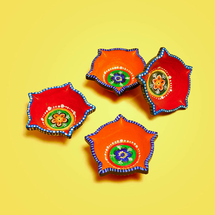 Vibrant Star Diyas - Large - Set of 4