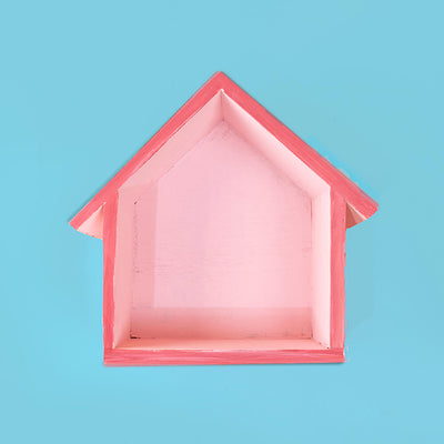Pink Hut Shaped Multipurpose Wall Hanging Shelf