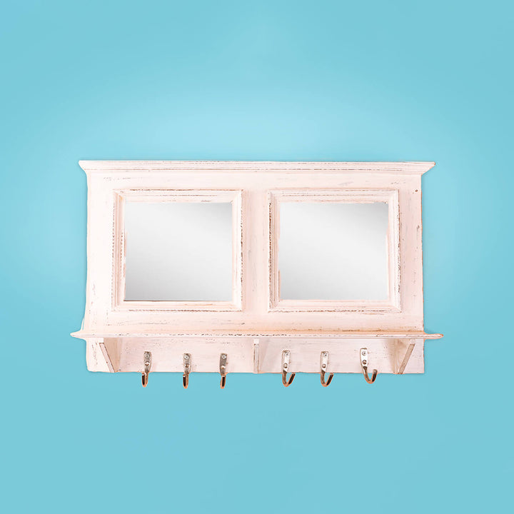 Mirror Key Holder with Shelf (2 Mirrors)