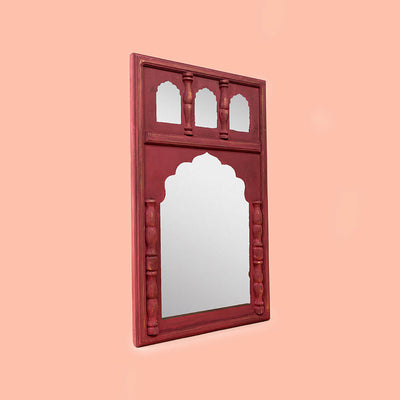 Rajwadi Royal Mirror With Carved Pillars