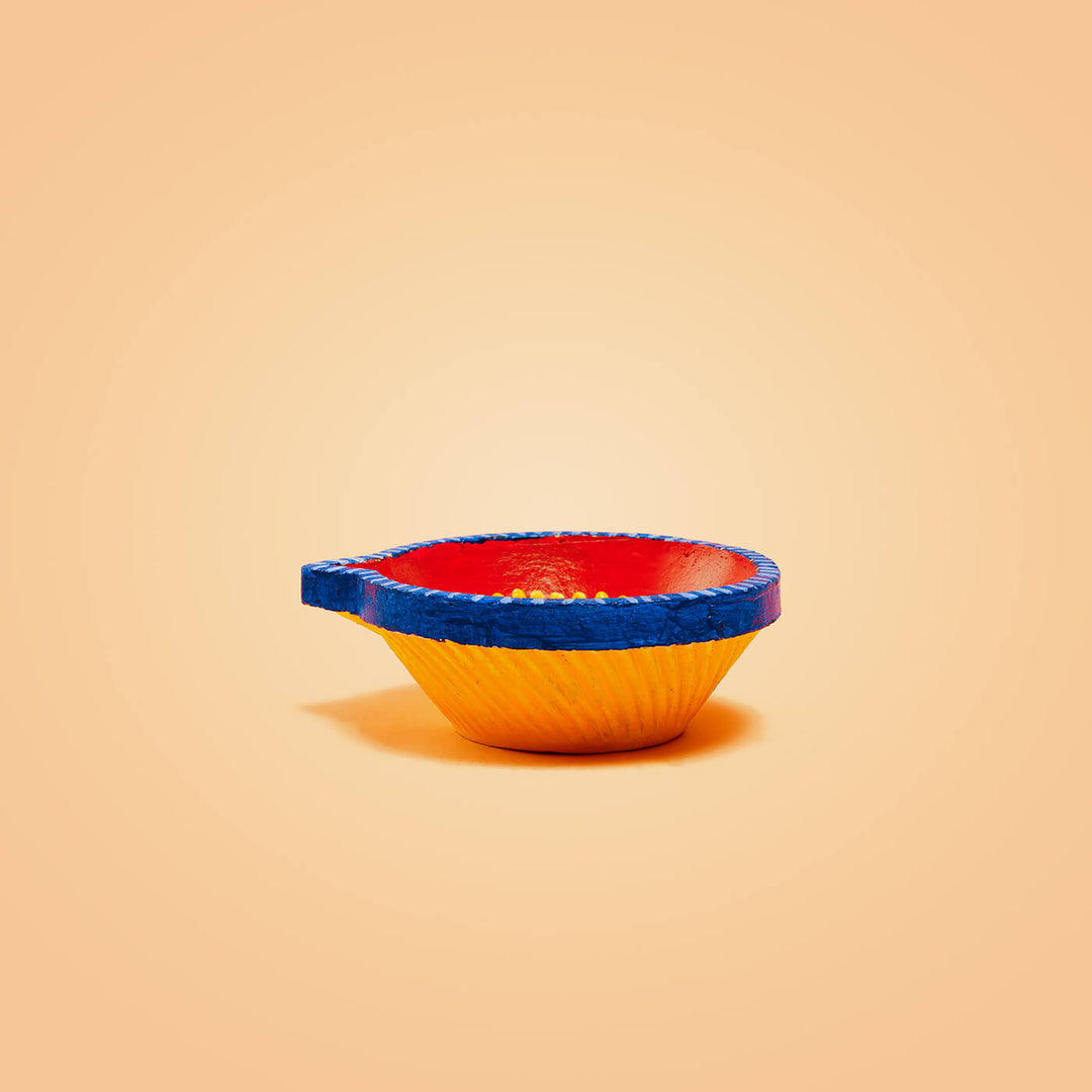 Colourful Round Diyas - Large - Set of 2