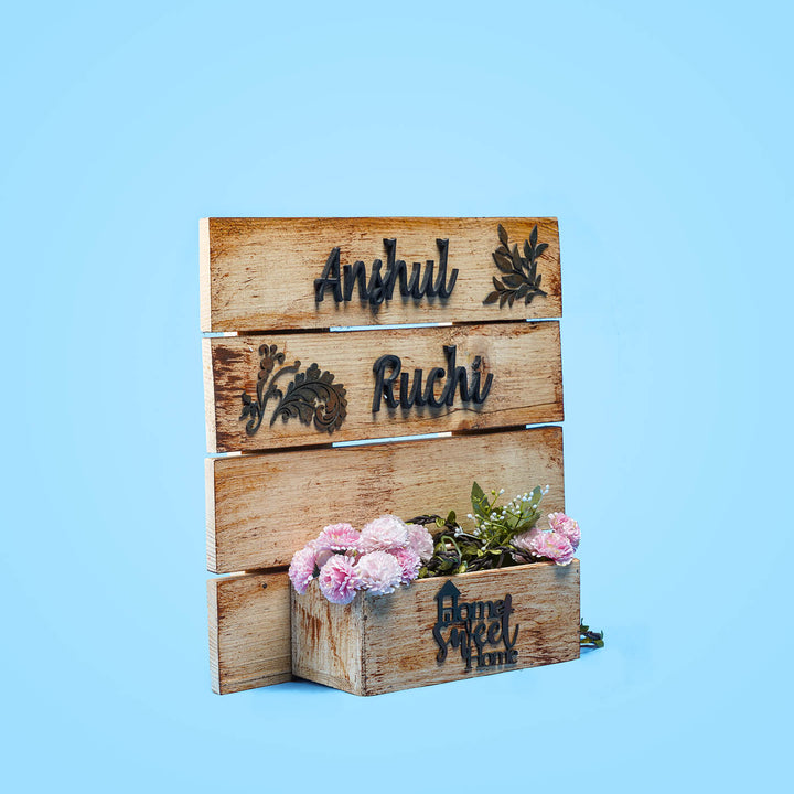 Rustic Wooden Planter Nameboard