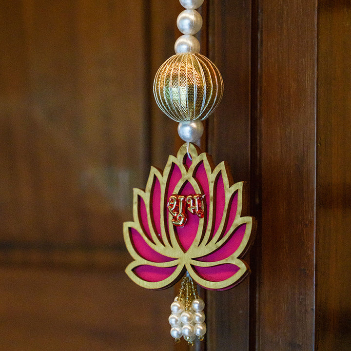 Handcrafted Shubh Lotus Door Hanging - Zwende