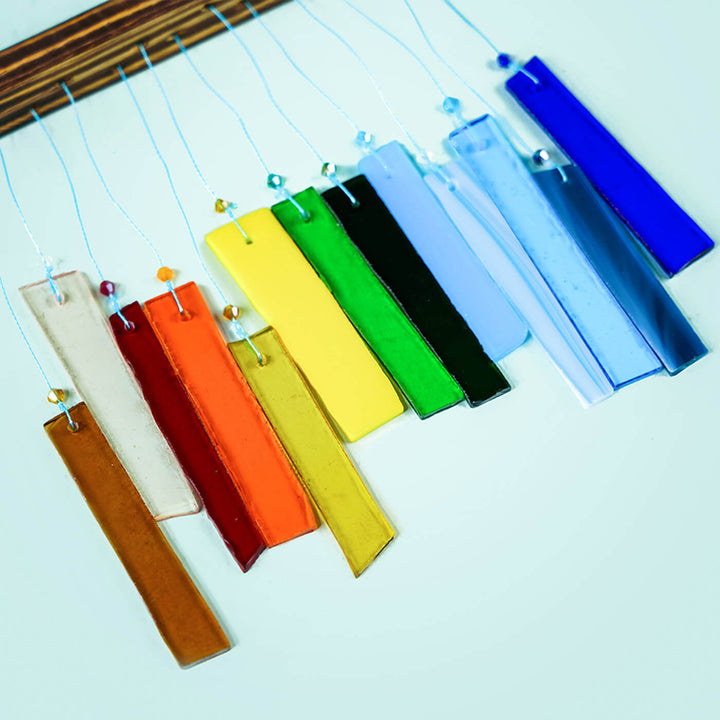 Rainbow Strip Stained Glass Windchime