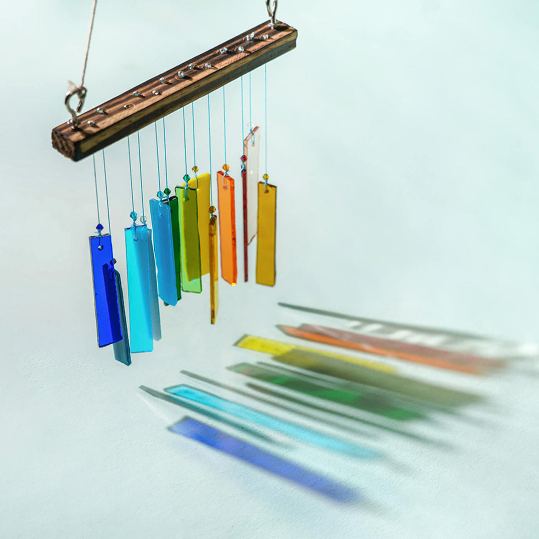 Rainbow Strip Stained Glass Windchime