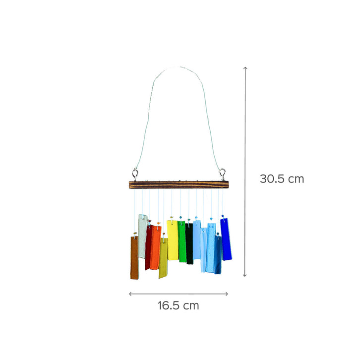 Rainbow Strip Stained Glass Windchime