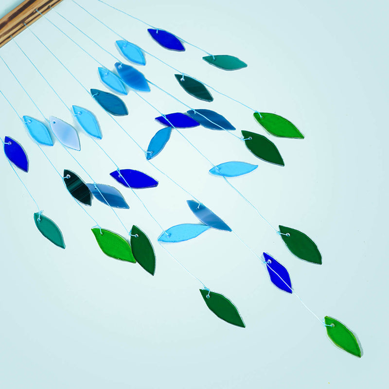 Leaf Pyramid Stained Glass Windchime Hanging