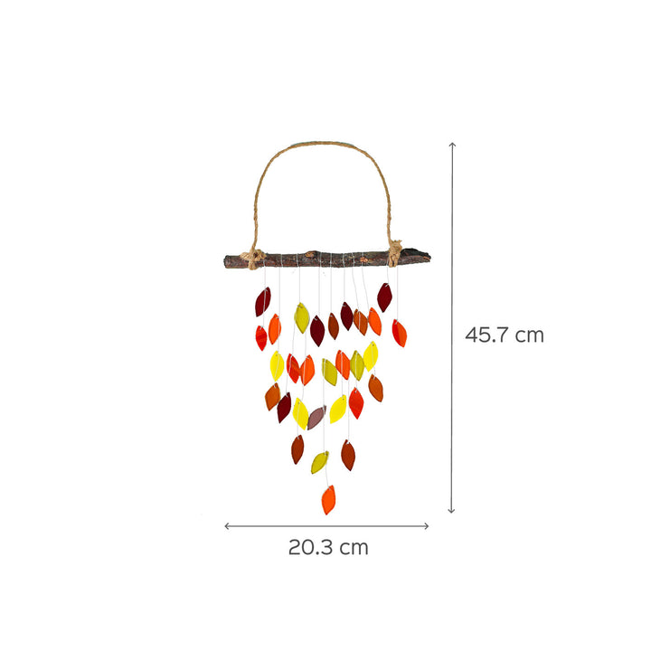 Autumn Leaf Stained Glass Windchime Hanging