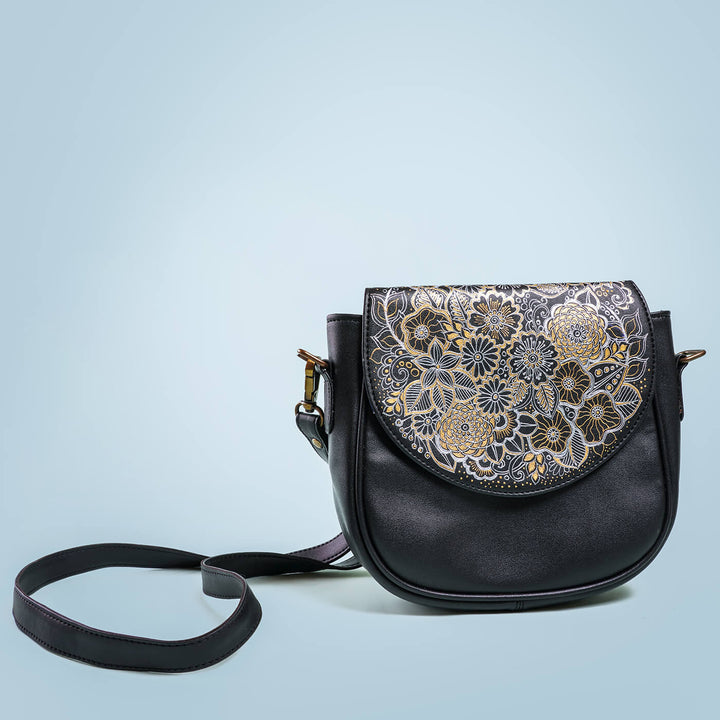 Faux Leather U Sling Bag - Zentangle