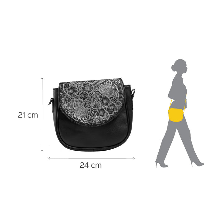 Faux Leather U Sling Bag - Zentangle