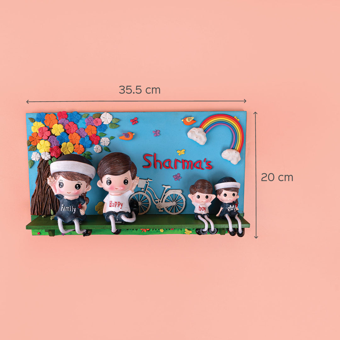 Customised Hanging Clay Dolls Family Nameboard