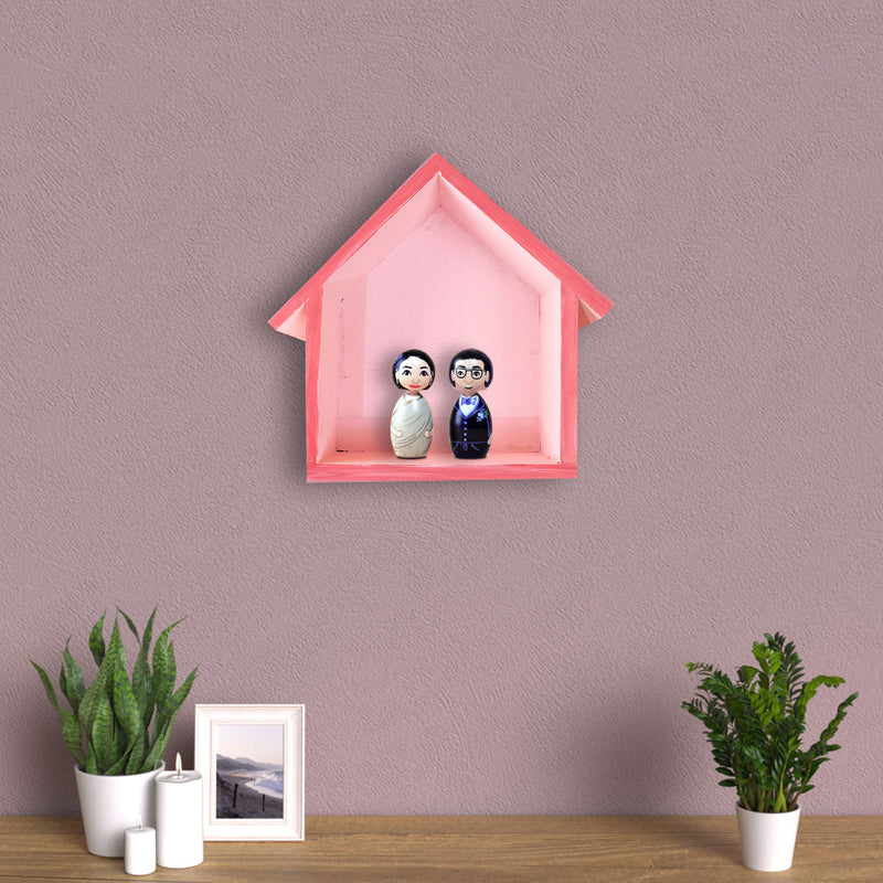 Pink Hut Shaped Multipurpose Wall Hanging Shelf