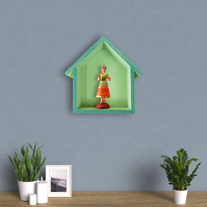 Green Hut Shaped Multipurpose Wall Hanging Shelf