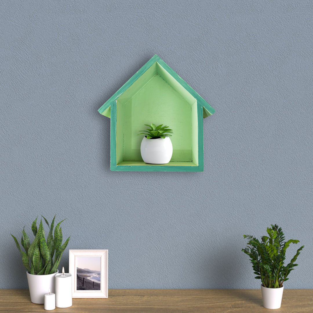 Green Hut Shaped Multipurpose Wall Hanging Shelf