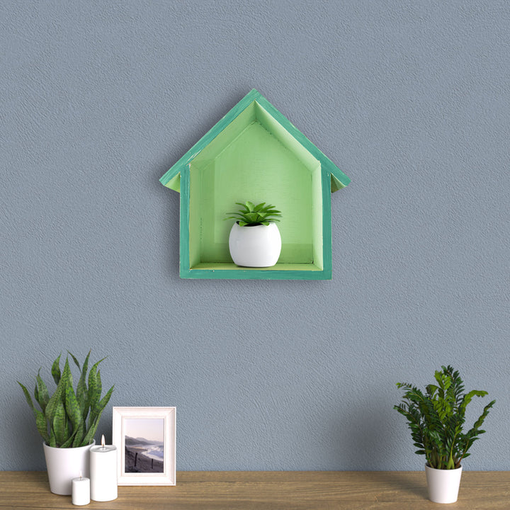 Green Hut Shaped Multipurpose Wall Hanging Shelf