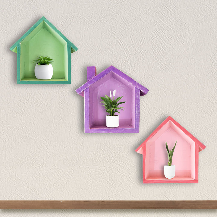 Purple Hut Shaped Multipurpose Wall Hanging Shelf